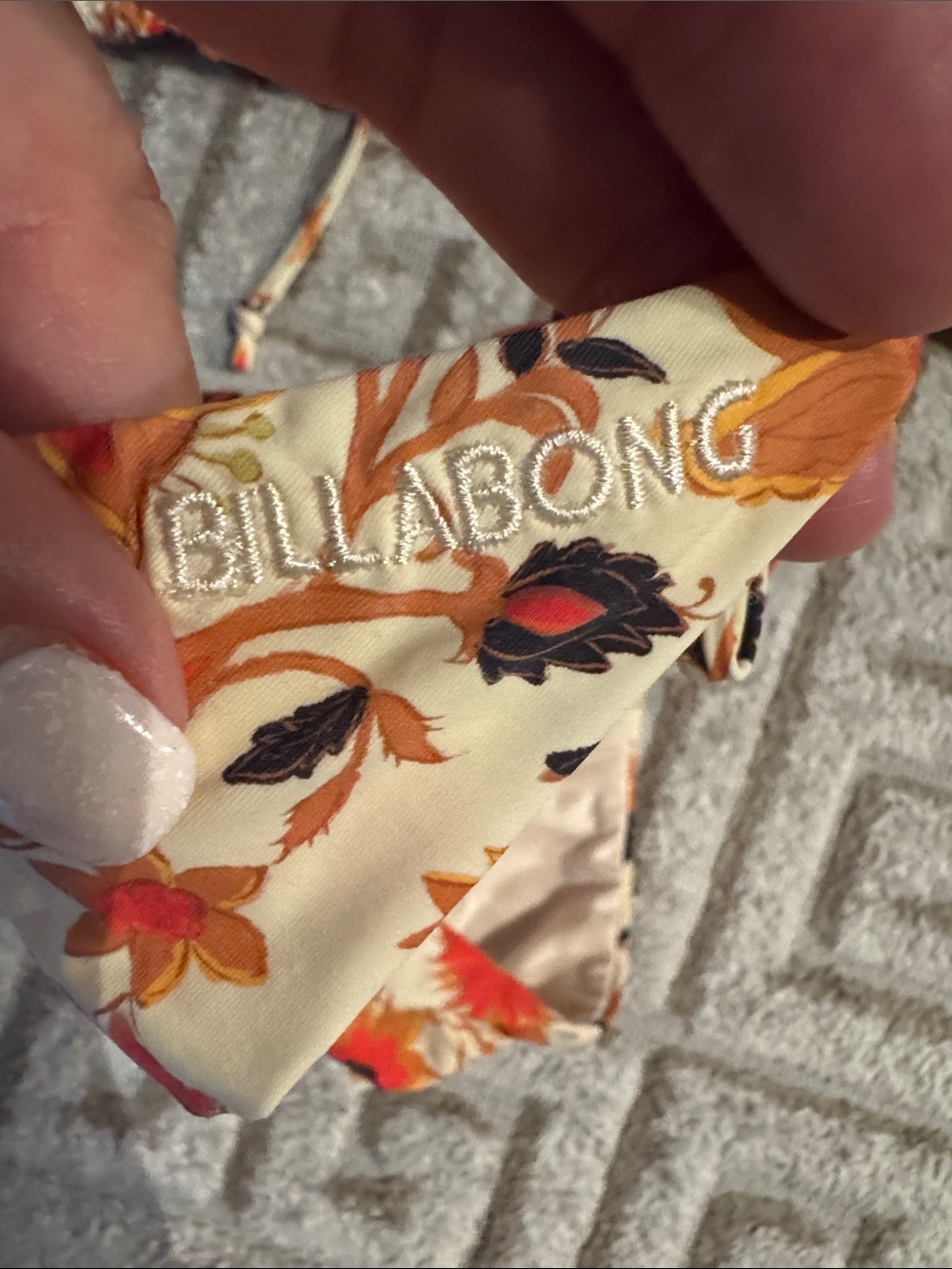 Billabong Cream Floral Bikini with Orange and Black Accents - Picture 2 of 4
